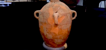 A 3,000-year-old large ceramic jar with the inscription of the name "Eshbaal Ben Beda."
