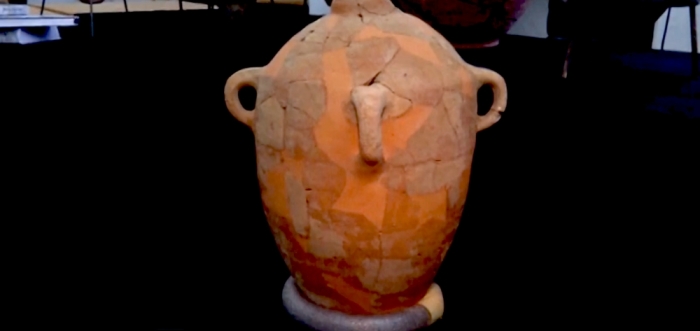 A 3,000-year-old large ceramic jar with the inscription of the name 'Eshbaal Ben Beda.'