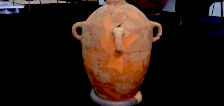 A 3,000-year-old large ceramic jar with the inscription of the name "Eshbaal Ben Beda."