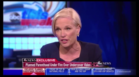 Cecile Richards, president of Planned Parenthood, talks with George Stephanopoulos of the ABC "This Week" on Sunday, July 26, 2015.