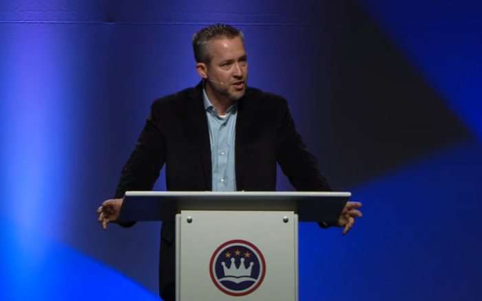 J.D. Greear, lead pastor of The Summit Church in Raleigh-Durham, North Carolina, giving remarks at an Ethics & Religious Liberty Commission event titled 'The Gospel and Politics' on Wednesday, August 5, 2015.