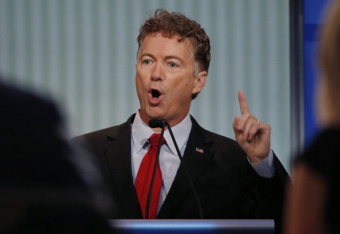 Republican 2016 U.S. presidential candidate U.S. Senator Rand Paul answers a question at the first official Republican presidential candidates debate of the 2016 U.S. presidential campaign in Cleveland, Ohio, August 6, 2015.