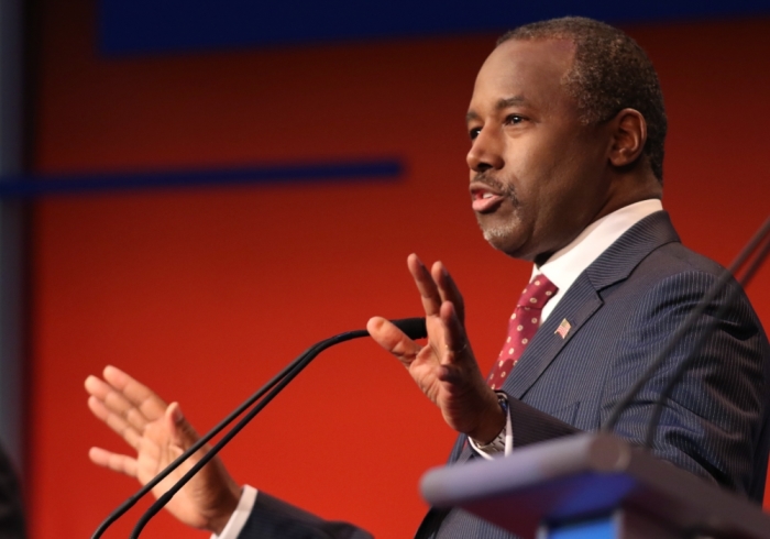 Republican 2016 U.S. presidential candidate Dr. Ben Carson answers a question at the first official Republican presidential candidates debate of the 2016 U.S. presidential campaign in Cleveland, Ohio, August 6, 2015.