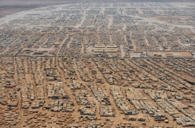 An aerial view shows the Zaatari refugee camp, near the Jordanian city of Mafraq, July 18, 2015. U.S. Secretary of State John Kerry spent about 40 minutes with half a dozen refugees who vented their frustration at the international community's failure to end Syria's more than two-year-old civil war, while visiting the camp that holds roughly 115,000 Syrian refugees in Jordan about 12 km (eight miles) from the Syrian border.