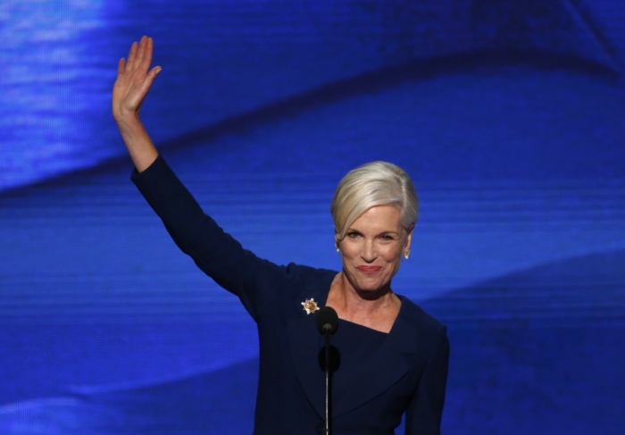 Cecile Richards, President of Planned Parenthood Federation of America, waves after addressing the second session of the Democratic National Convention in Charlotte, North Carolina, September 5, 2012.