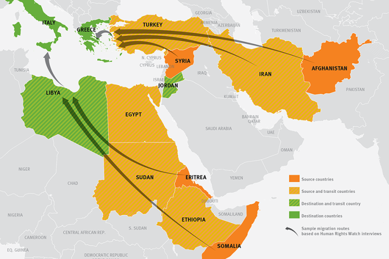 Map of migration routes