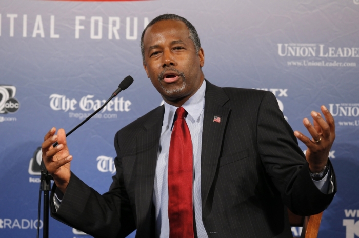 Republican U.S. presidential candidate Dr. Ben Carson participates in the Voters First Presidential Forum in Manchester, New Hampshire, August 3, 2015.