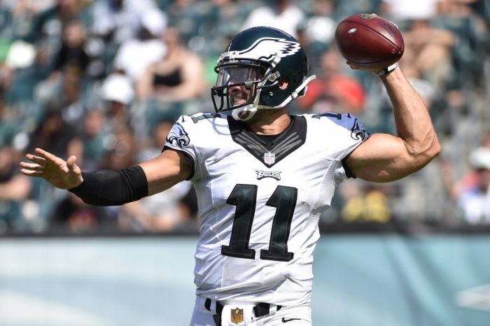 Philadelphia Eagles quarterback Tim Tebow (11) throws the ball during the second half of a preseason NFL football game against the Indianapolis Colts at Lincoln Financial Field, Philadelphia, Pennsylvania, August 16, 2015.