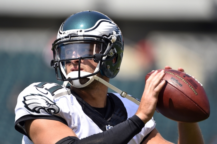 Philadelphia Eagles quarterback Tim Tebow (11) warms-up prior to a preseason NFL football game against the Indianapolis Colts at Lincoln Financial Field, Philadelphia, Pennsylvania, August 16, 2015.