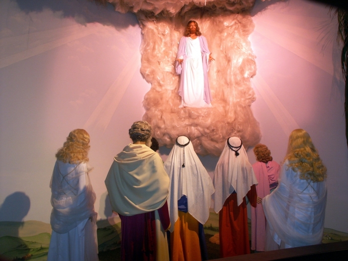 The acension of Jesus as depicted at the BibleWalk museum in Mansfield, Ohio.