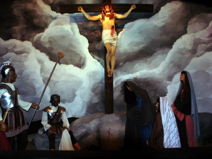 The crucifixion of Jesus as depicted at the BibleWalk museum in Mansfield, Ohio.