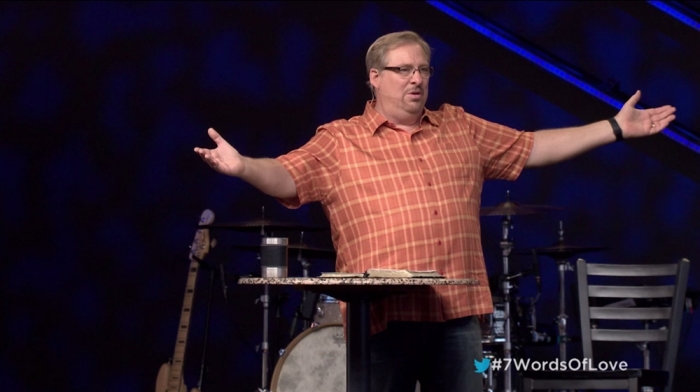 Pastor Rick Warren preaching a sermon on Jesus' fourth statement from the cross.