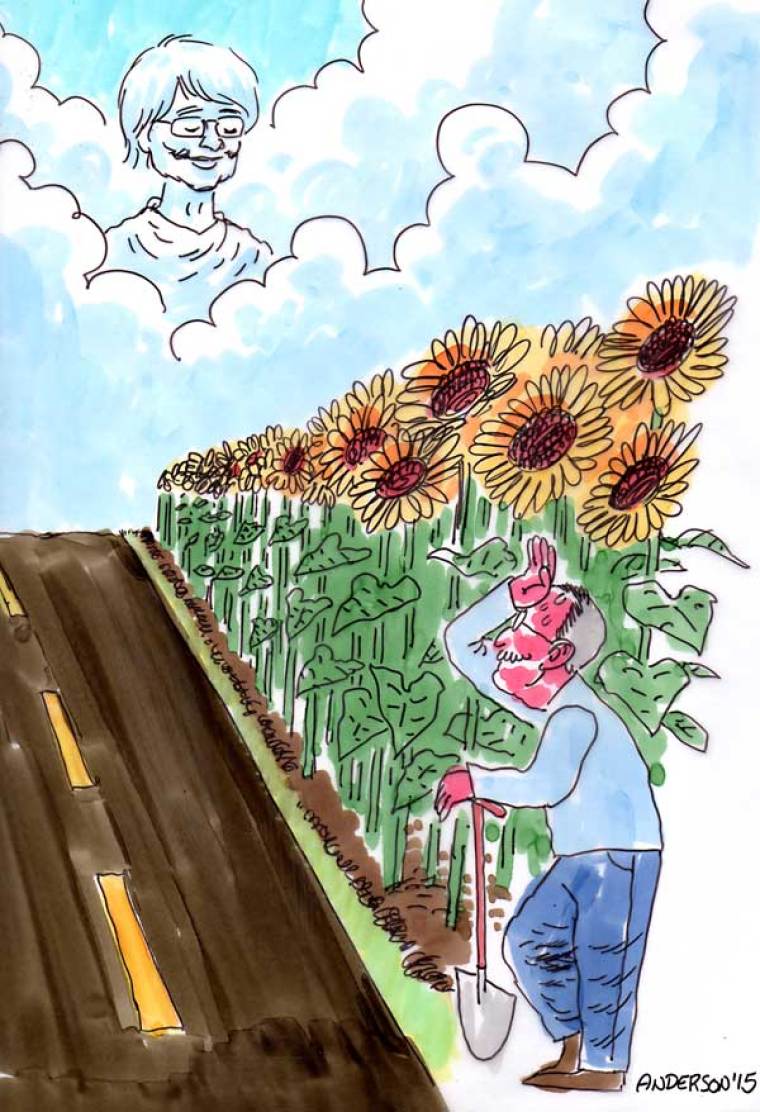 A Husband's Devotion Spelled In Sunflowers
