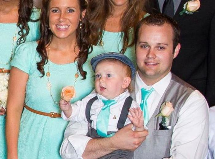 Anna Duggar poses with her husband, Josh, at a family gathering in Springfiled, Arkansas, in 2014.