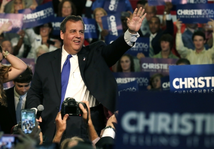 Republican U.S. presidential candidate and New Jersey Governor Chris Christie formally announces his campaign for the 2016 Republican presidential nomination during a kickoff rally at Livingston High School in Livingston, New Jersey, June 30, 2015.