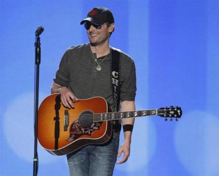 Singer Eric Church smiles after performing ''Springsteen'' at the 47th annual Academy of Country Music Awards in Las Vegas, Nevada, April 1, 2012.