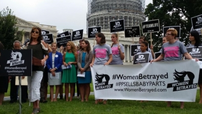 Sarah Palin, former Alaska governor, speaking at the #WomenBetrayed rally in Washington, DC on Thursday, September 10, 2015.