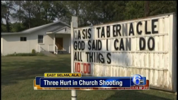 Three people have been hurt at a church shooting in East Selma, Alabama on September 20, 2015.