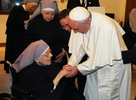 Pope Francis visited the Little Sisters of the Poor located near Catholic University in Washington D.C. on September 23, 2015.