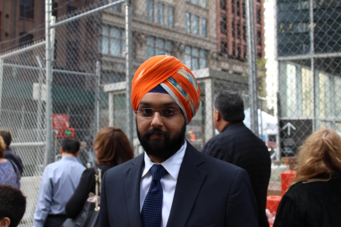 Opender Singh waits to enter the 9/11 Memorial and Museum for an interfaith service with Pope Francis on September 25, 2015.