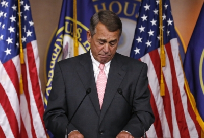 U.S. House Speaker John Boehner (R-OH) publicly announces his resignation as Speaker and from the U.S. Congress at a news conference at the U.S. Capitol in Washington, September 25, 2015.