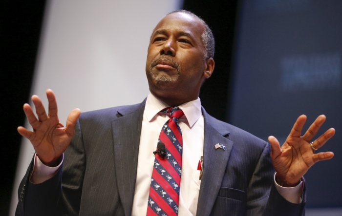U.S. Republican candidate Dr. Ben Carson speaks during the Heritage Action for America presidential candidate forum in Greenville, South Carolina, September 18, 2015.