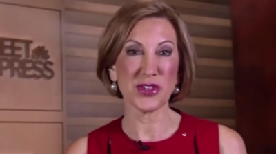 Carly Fiorina appearing in an interview with Chuck Todd on NBC News's Meet the Press on September 27, 2015.