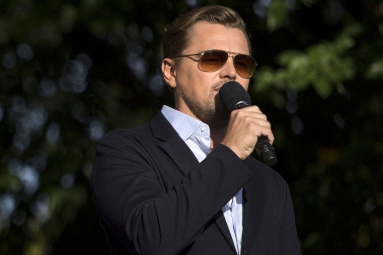 Actor Leonardo DiCaprio speaks on stage during the Global Citizen Festival in Central Park in New York, September 26, 2015.