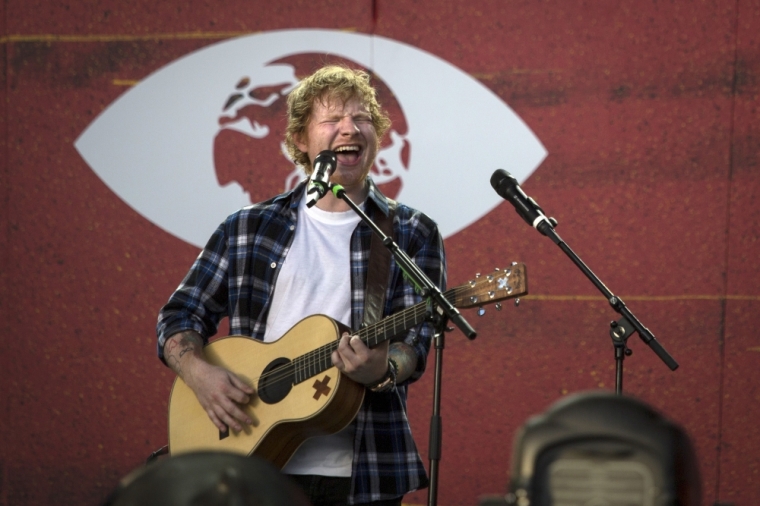 Singer Ed Sheeran performs on stage during the Global Citizen Festival in Central Park in New York, September 26, 2015.