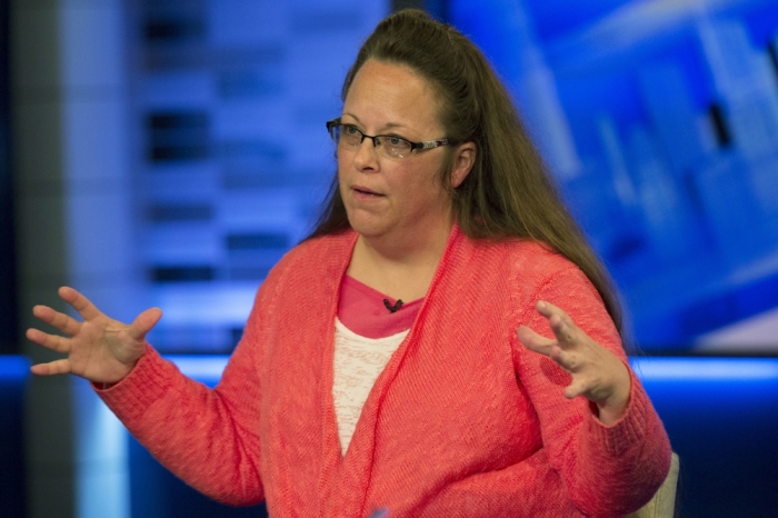 Kentucky county clerk Kim Davis speaks during an interview on Fox News Channel's 'The Kelly File' in New York September 23, 2015. A federal judge on Wednesday denied Davis a stay of his order requiring her office to issue marriage licenses to all eligible couples who want one, the latest setback for the Kentucky county clerk who went to jail rather than issue licenses to gay couples.