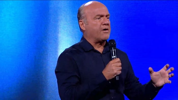 Pastor Greg Laurie speaking to his congregation on the importance of the church.