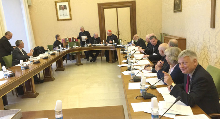 The German discussion group in the central room of the Congregation of Faith in the Vatican on Oct. 8, 2015.