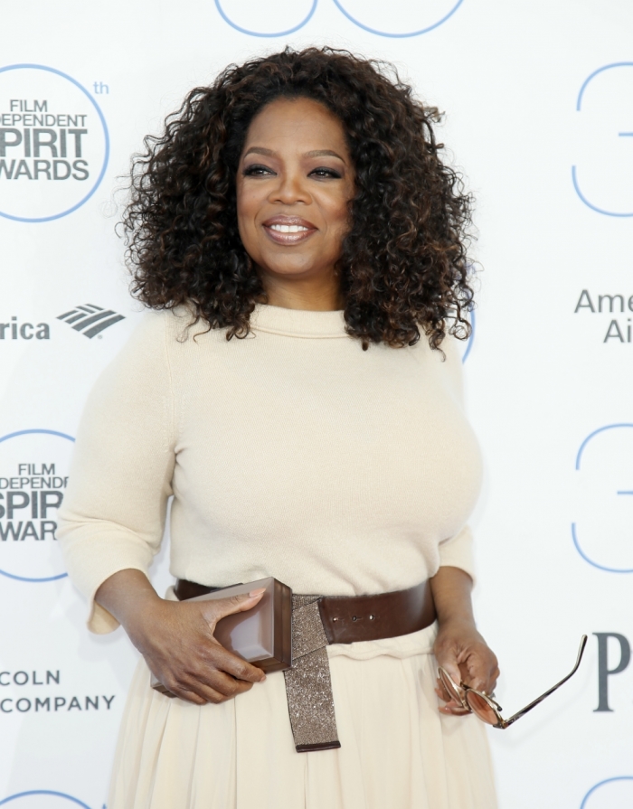Oprah Winfrey arrives at the 2015 Film Independent Spirit Awards in Santa Monica, California, February 21, 2015.