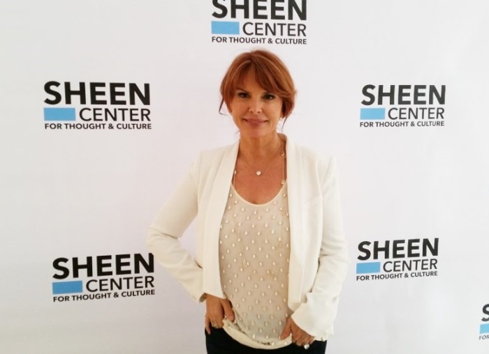 Actress and producer Roma Downey screens clips of 'Ben-Hur' at the Sheen Center in New York City on October 9, 2015.