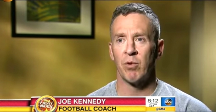 Football coach Joe Kennedy speaking on ABC News.