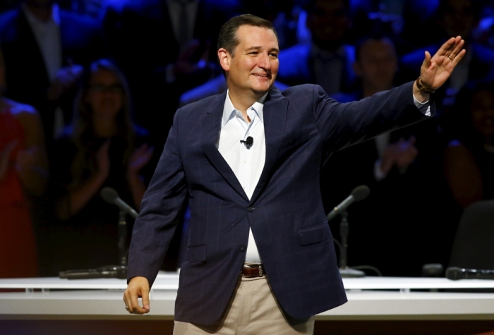 U.S. Republican presidential candidate Senator Ted Cruz is introduced at the North Texas Presidential Forum hosted by the Faith & Freedom Coalition and Prestonwood Baptist Church in Plano, Texas, October 18, 2015.
