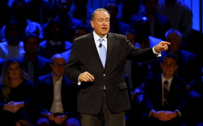 U.S. Republican presidential candidate and former Governor Mike Huckabee speaks at the North Texas Presidential Forum hosted by the Faith & Freedom Coalition and Prestonwood Baptist Church in Plano, Texas, October 18, 2015.