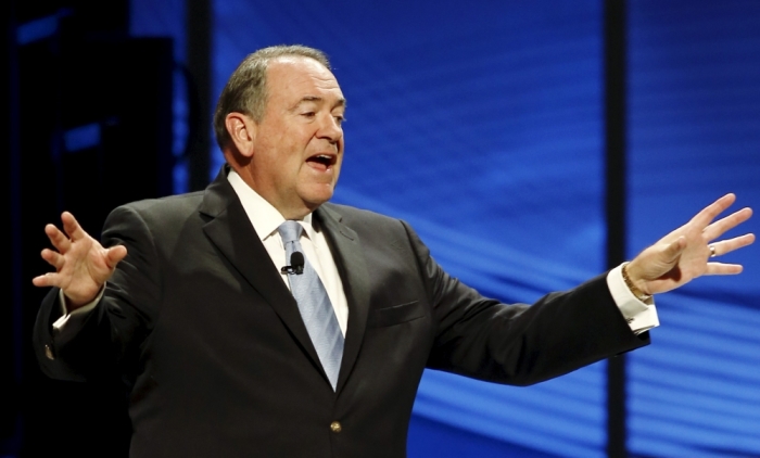 U.S. Republican presidential candidate and former Governor Mike Huckabee speaks at the North Texas Presidential Forum hosted by the Faith & Freedom Coalition and Prestonwood Baptist Church in Plano, Texas, October 18, 2015.