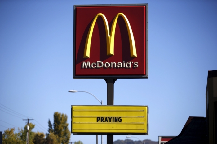 A McDonald's restaurant sign.