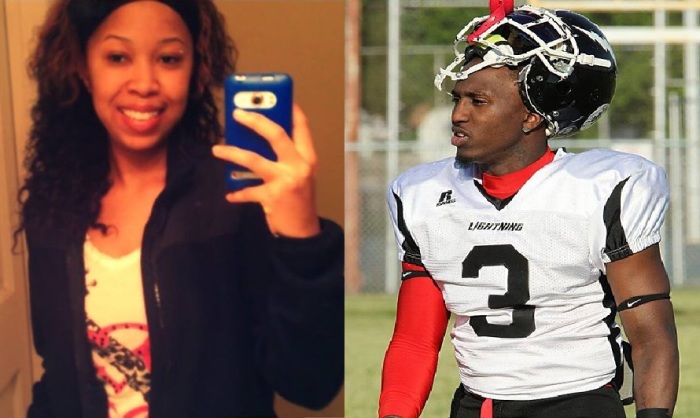 Tykia Smith (L) and her late husband, semi-pro football player Deante Smith, 25 (R).