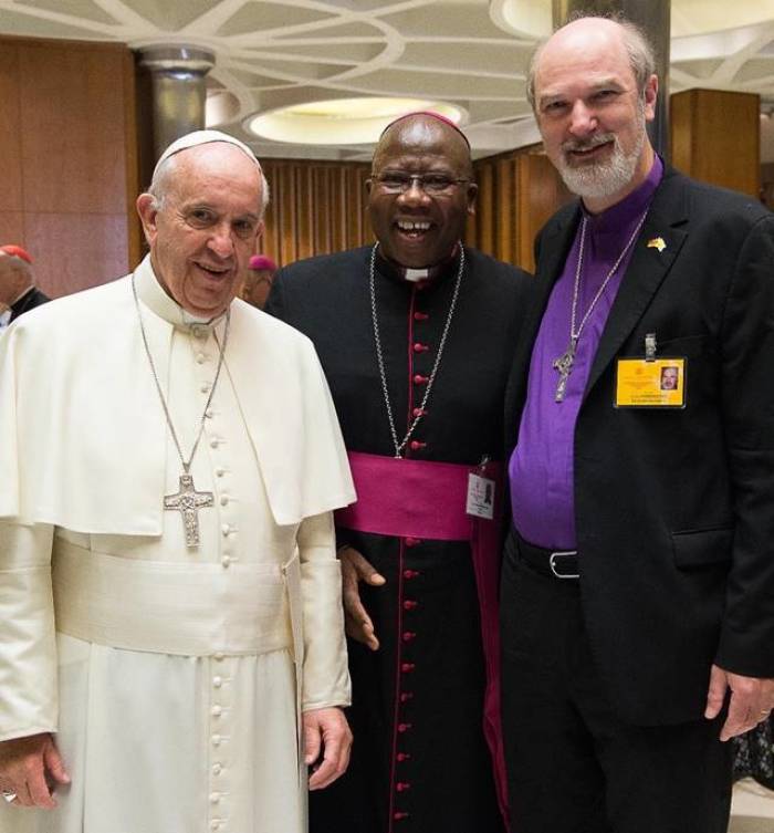 With the Pope and an African friend, World Synod of the Catholic Church, Vatican City, October 23, 2015.