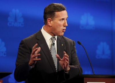 Republican U.S. presidential candidate and former Senator Rick Santorum speaks at a forum for lower polling candidates held by CNBC before their U.S. Republican presidential candidates debate in Boulder, Colorado October 28, 2015.