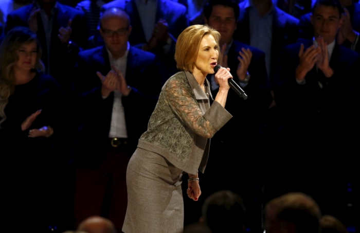 U.S. Republican presidential candidate Carly Fiorina speaks at the North Texas Presidential Forum hosted by the Faith & Freedom Coalition and Prestonwood Baptist Church in Plano, Texas October 18, 2015.