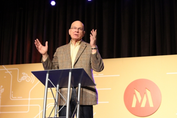 Pastor Tim Keller of Redeemer Presbyterian Church in New York City speaks at the Movement Day conference at the New York Hilton Midtown hotel in Manhattan on October 29, 2015.