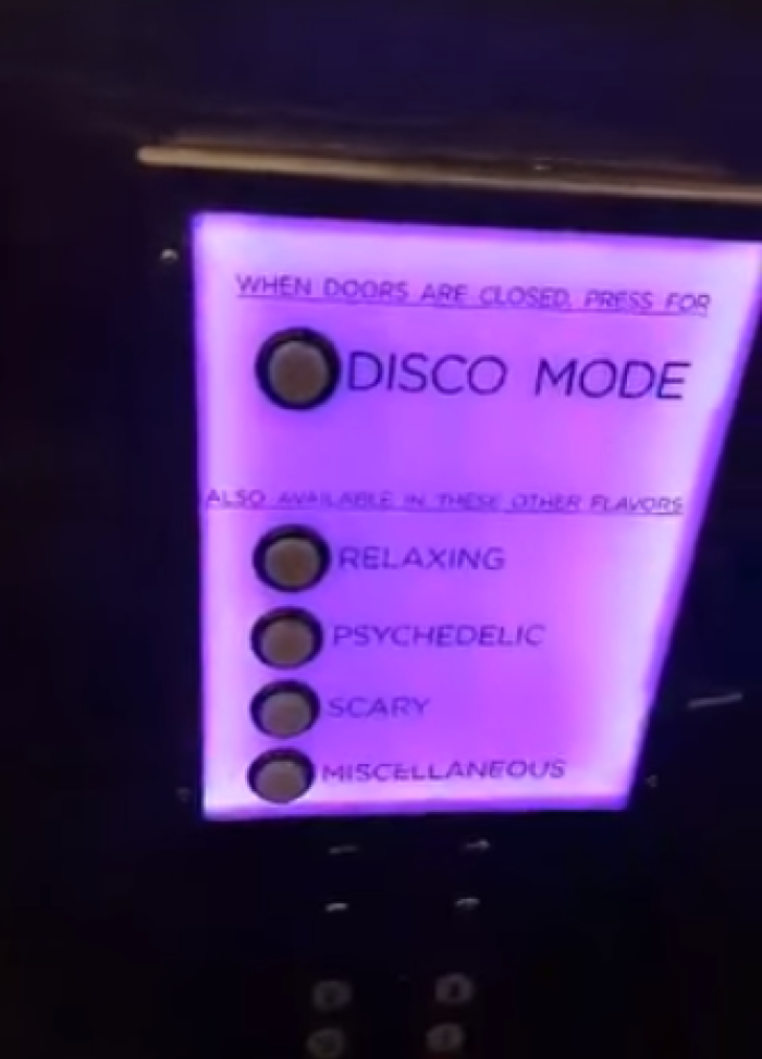 Elevator in San Francisco, California that can be changed according to one's mood.