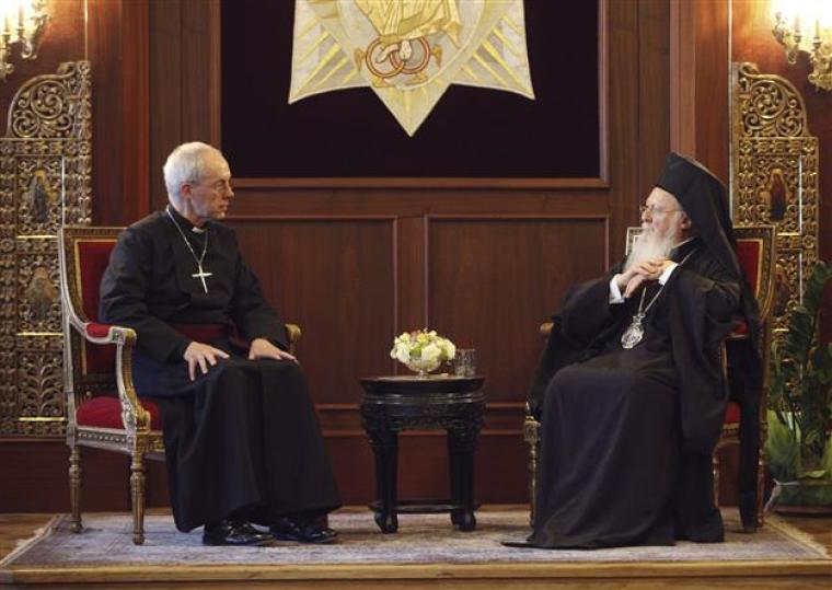 Justin Welby (L) and Patriarchate Bartholomew