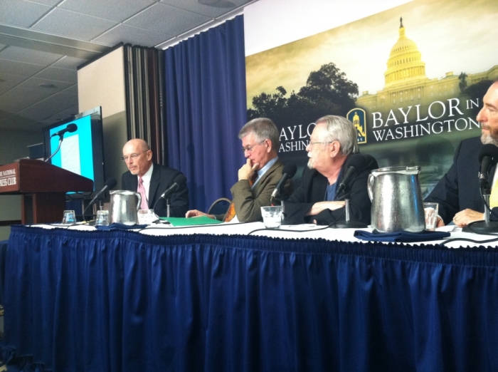 Baylor University professors participate in a panel discussion on religion at the National Press Club in Washington, D.C. on November 10, 2015.
