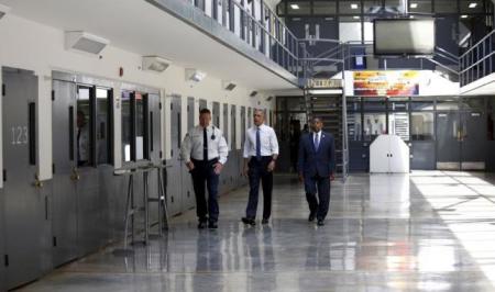 U.S. President Barack Obama tours the El Reno Federal Correctional Institution in El Reno, Oklahoma, in this file photo taken July 16, 2015.