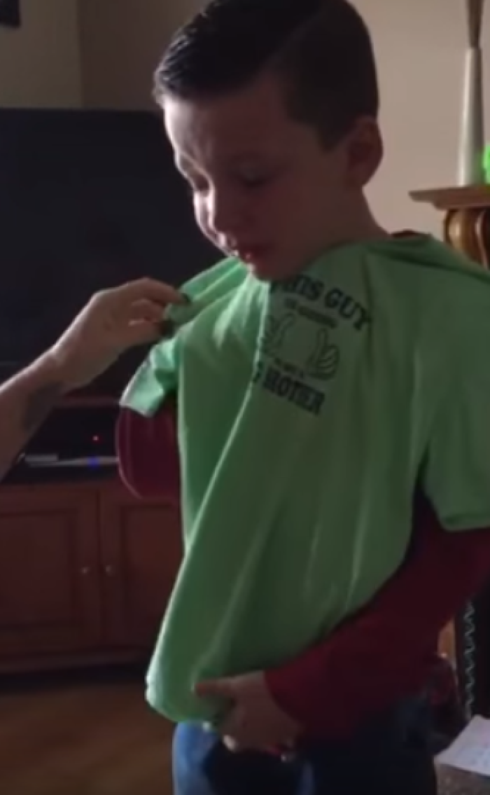 Little boy learns he will become a big brother.