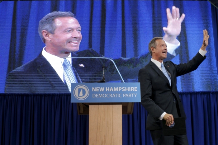 An unidentified man takes the stage at the New Hampshire Democratic Party State Convention in Manchester, New Hampshire, September 19, 2015.